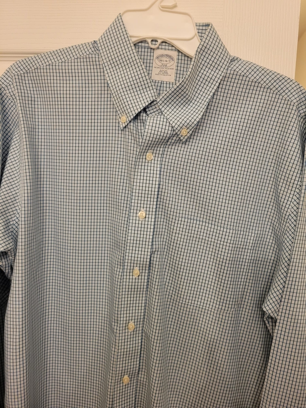 Brooks Brothers Men's  16 1/2-6/7   Check Button-Down Shirt Long Sleeve